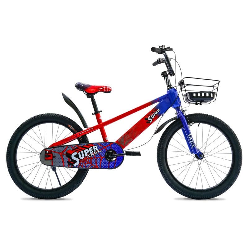 Super 20-Inch Kids Bike | 20-Inch Wheel Size | Adjustabe Seat | With Basket |Blue/Red Color
