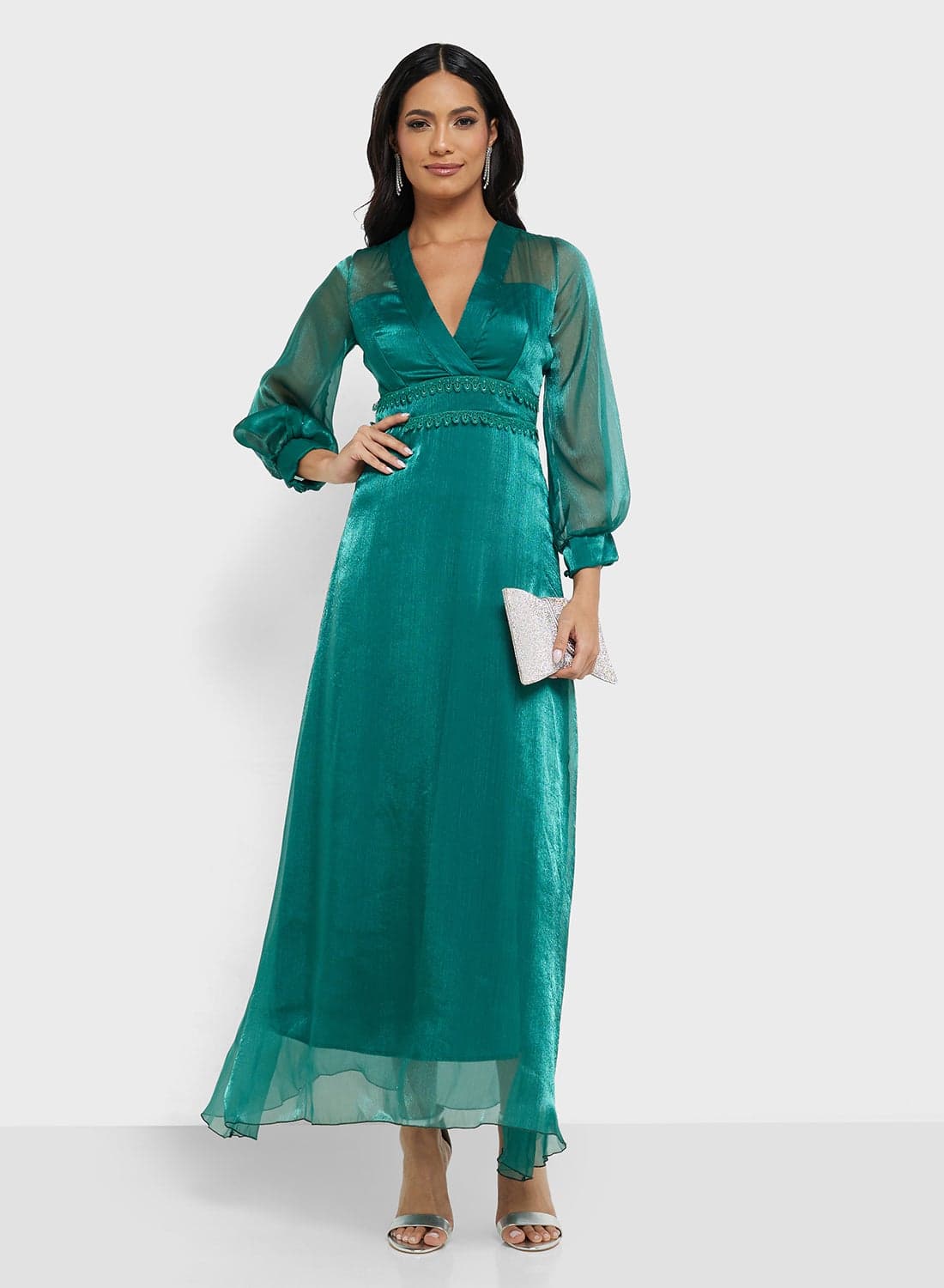 Emerald Chiffon Gown Dress