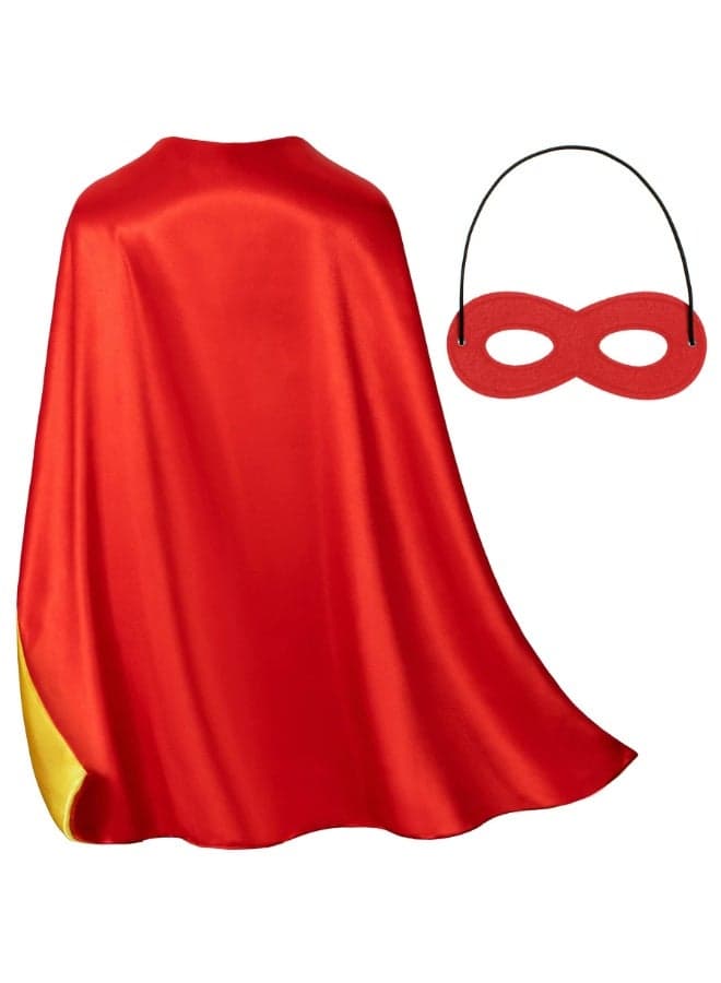 Kids Double-Sided Superhero Cape And Mask Set ,Reversible Cosplay Costume For Boys Girls Ages 3-12 ,For Birthday Party ,Stage Performance ,Theme Cosplay Costume Party ,Talent Show ,70*70 cm