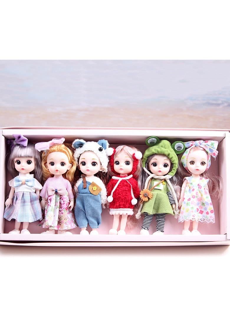 6 pcs Mini Dolls Fashion Toddler Princess Collection Girls Gift Set, Cute Dolls, Toys for girls