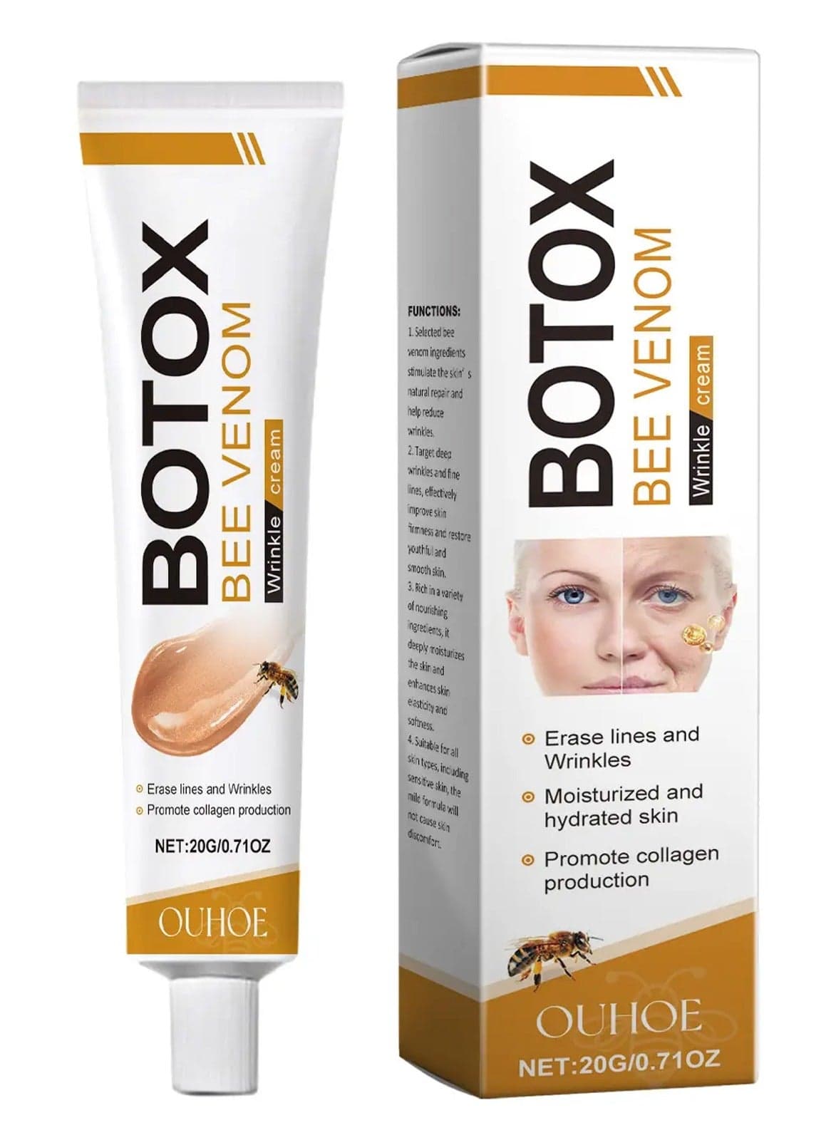Botox Bee Venom Cream - Wrinkle Removal & Firming, Moisturizing, Lifting & Recovery - Anti-Aging Bee Venom Cream for All Skin Types