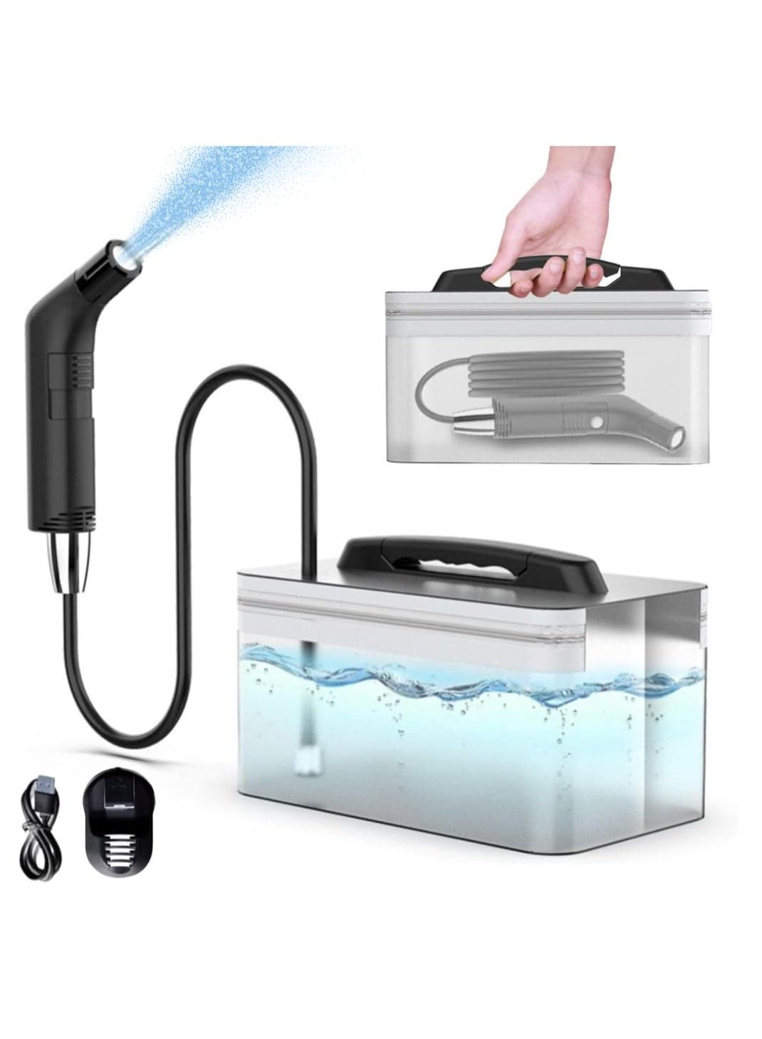 Aarzou Portable Bidet Sprayer Kit with 2.3L Water Tank – Rechargeable, Travel Friendly, Foldable Design – Personal Hygiene Cleaner for Muslims, Baby & Elderly – Electric Toilet Washer