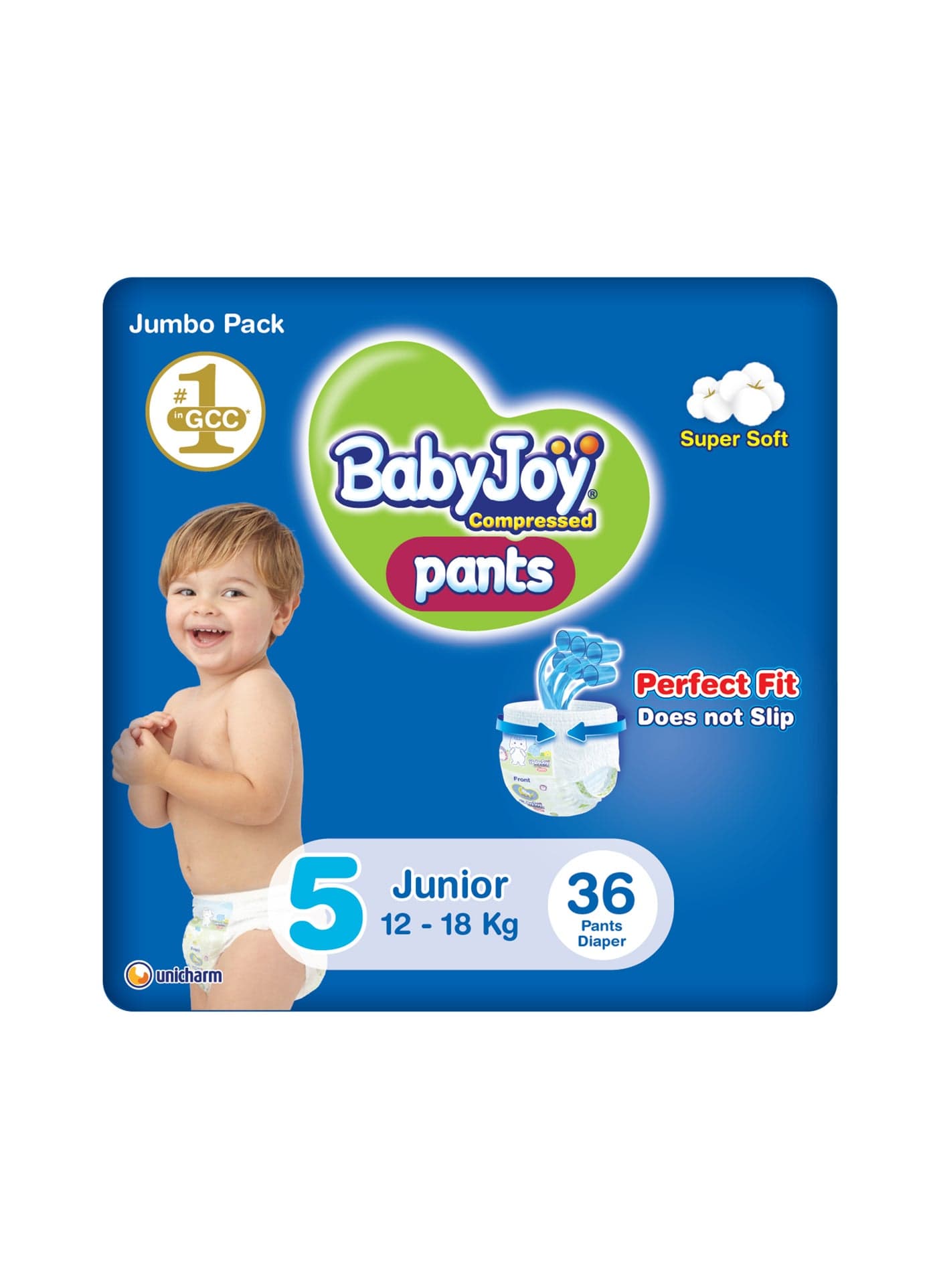 Compressed Culotte Pants Diaper, Size 5, Junior, 12-18 Kg, Jumbo Pack, 36 Diapers