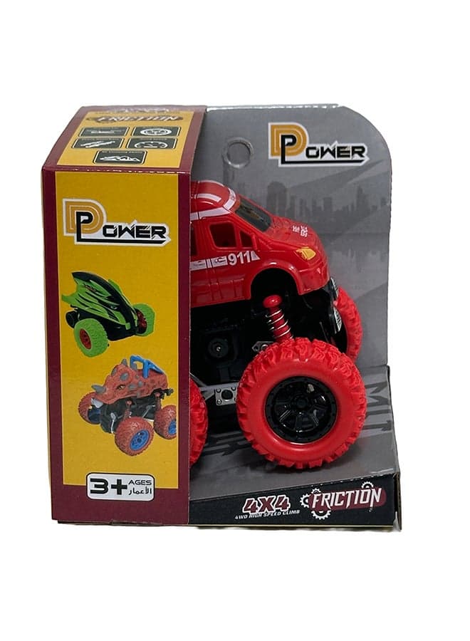 D-Power - Friction Fire Truck Pull-Back Toy - Red | Set - Realistic Design, Safe for Kids | 3+