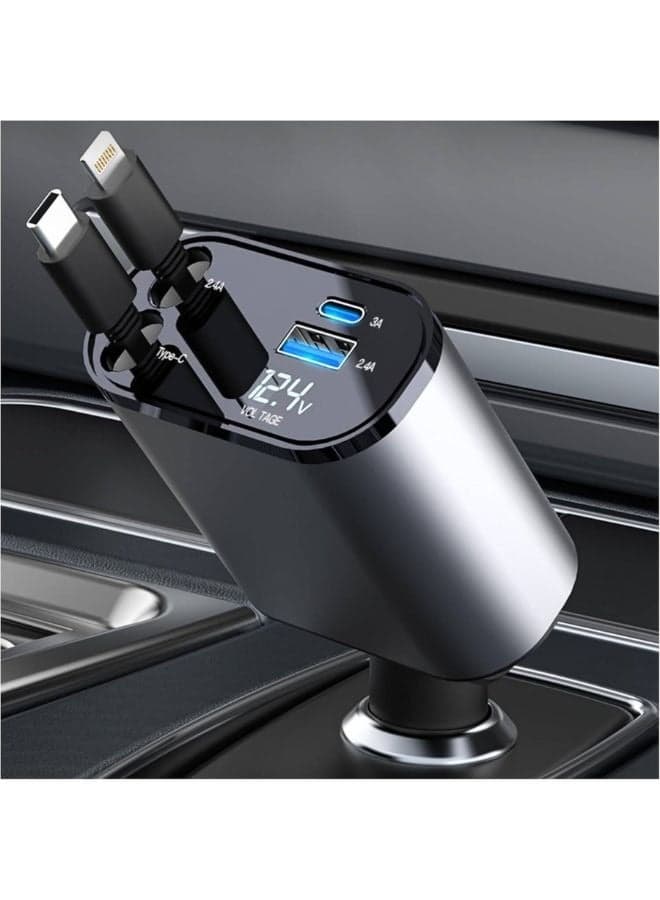 12/24V 120W Super Fast Car Charger with Retractable Charging Cable Fast Car Power Adapter PD20W for iPhone Type C 40W Car Bluetooth USB Charger Plug with iPhone,Samsung,Galaxy,Huawei,Xiaomi
