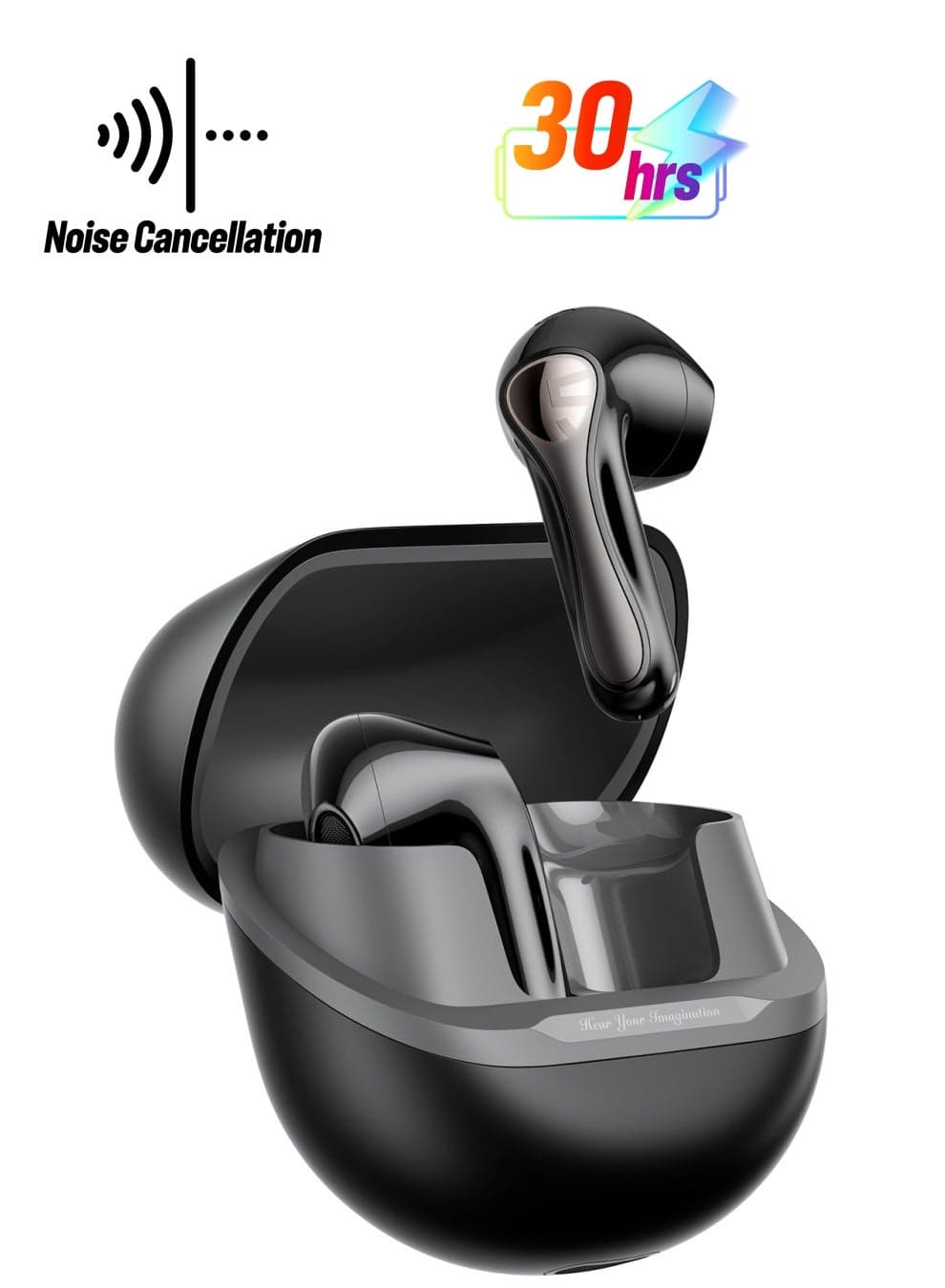 Air5 Lite Wireless Bluetooth Headset, High Fidelity Audio, Bluetooth 5.4 Headset, 13mm Drivers, LDAC Codec, Talking Noise Cancelling Headset, Stereo Sound, 30 Hour Battery Life Supports APP Fast Charging black