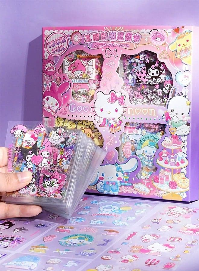Anime Girl Stickers - 100 Sheets Sanrio Stickers Kit, Vinyl Cartoon Aesthetic Decorative Sticker Set, Ideal for Scrapbooking, Journaling, Laptops and Room Decoration