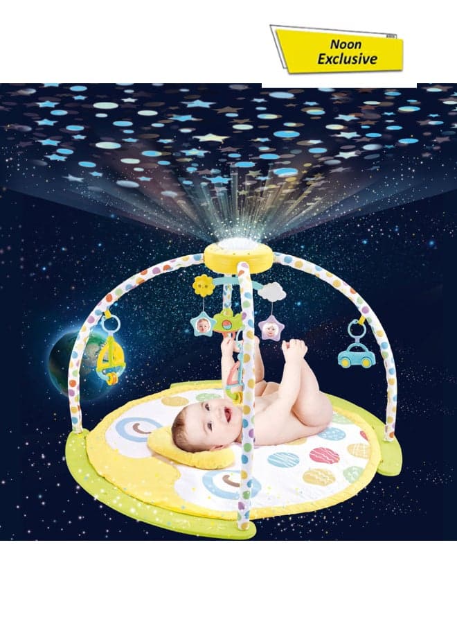 Baby Play Mat with Projector & Music | Infant Activity Gym with Light, Rattles, Hanging Toys & Mobile | Sensory Development Mat for Newborns 0+ Months