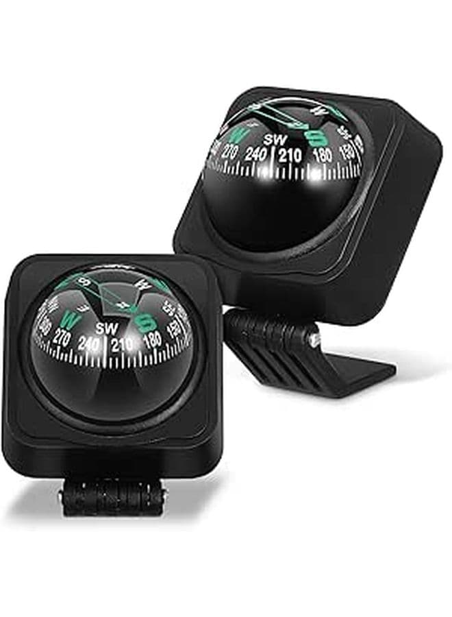 2 Pcs Automotive Dashboard Compass Ball Mount Adjustable Navigation Vehicle Compass For Car Truck Boat Outdoor Driving Accessories