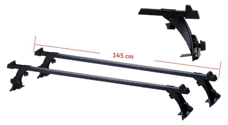 Universal Car Roof Rack Cross Bar With Bracket Clip, Black 145Cm