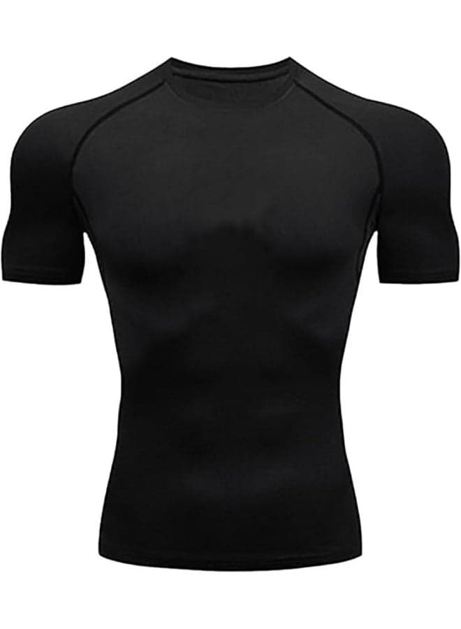 Men's Compression Shirt Quick Dry Athletic Workout T Shirt Gym Fitness Short Sleeve Top