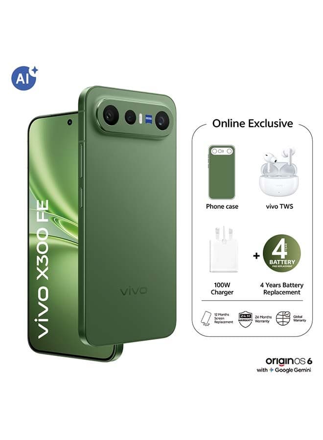 X300 FE 5G Dual SIM Green 12GB RAM 256GB With Exclusive vivo Air Buds 3 And 24 Months Warranty + 1 Year Screen Replacement - Middle East Version