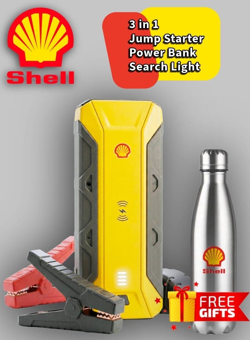 【Shell Automotive】1200A Car Jump Starter & 16000mAh Power Bank | Wireless Charger, Car Jumper Starter for Truck & SUV, Portable Jump Starter Boost with LED Light & Smart Safety Protection