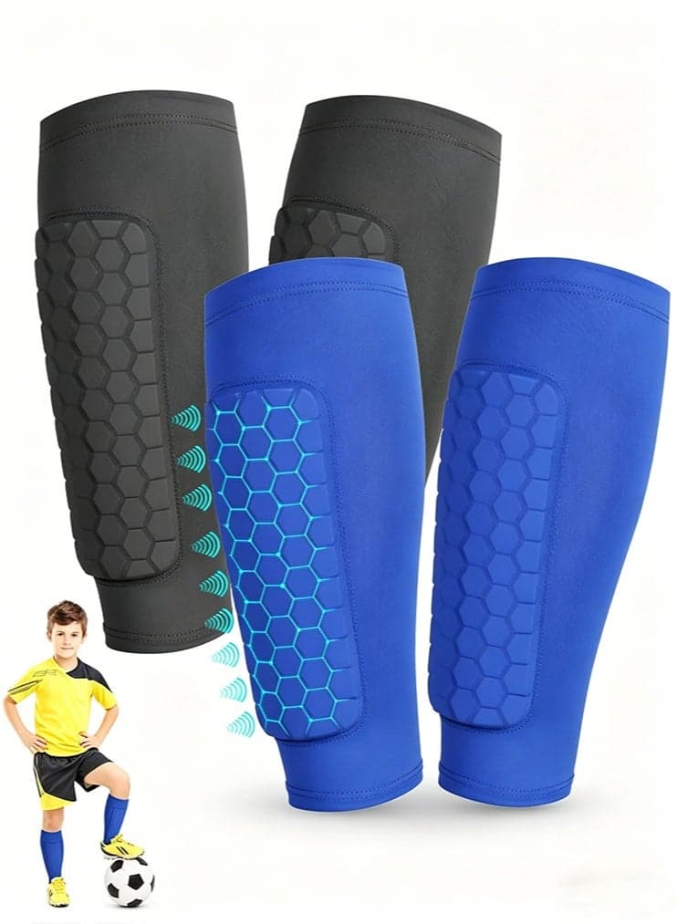 2 Pairs Shin Guards Kids,Shin Defender Kids,Football Soccer Shin Pads, Honeycomb Compression Sleeve Football Shins Guard For Boys Kid Teenagers