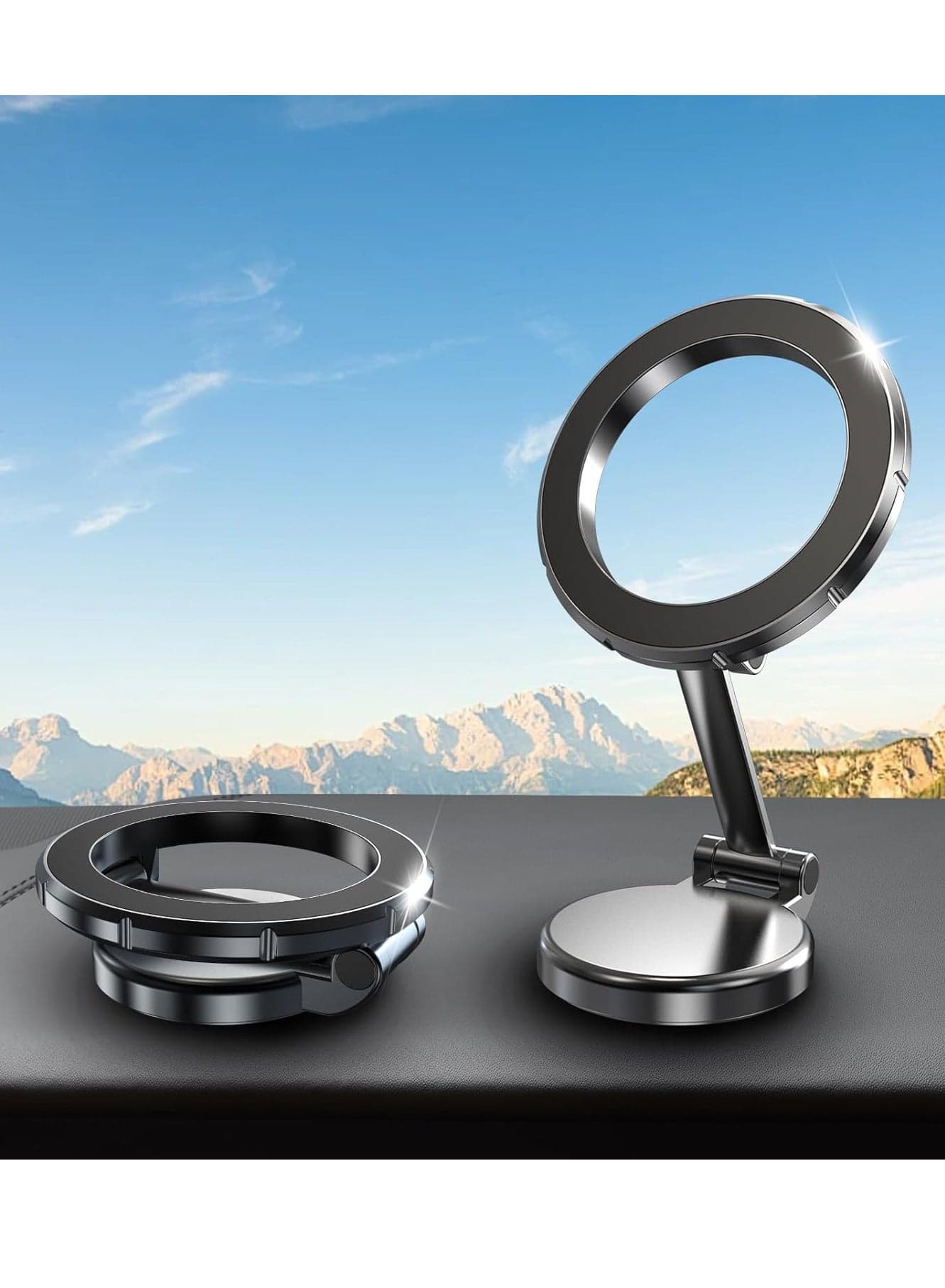 Magsafe car mount for car, 【Foldable and 360 degree rotatable】 All-Metal Magnetic Car Phone Holder, Strong Magnetic Phone Holder for iPhone Hands-free Car Phone Holder for Car Cover Fits iPhone 15 14 13 Pro Max