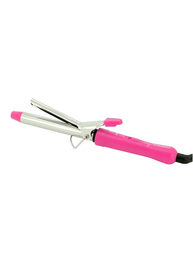 Hair Curler For All Hair Types Temperature Setting Of 200 Degree With ONOFF Switch And 360 degree swivel cord Hanging Loop SHC-3002 Pink/Silver
