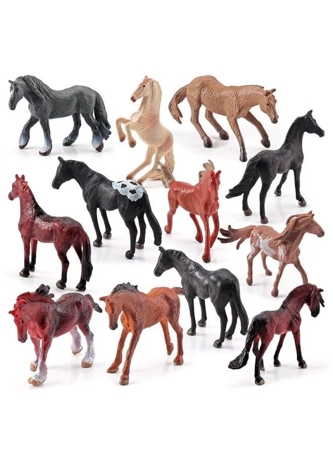12-Piece Mini World Famous Horse Figure Toys, Realistic Horse Decorative Toys Set, Mini Animal Figures for Decorations Educational, Hand Painted Horse Animals Toy, Cake Toppers Birthday Gift for Kids