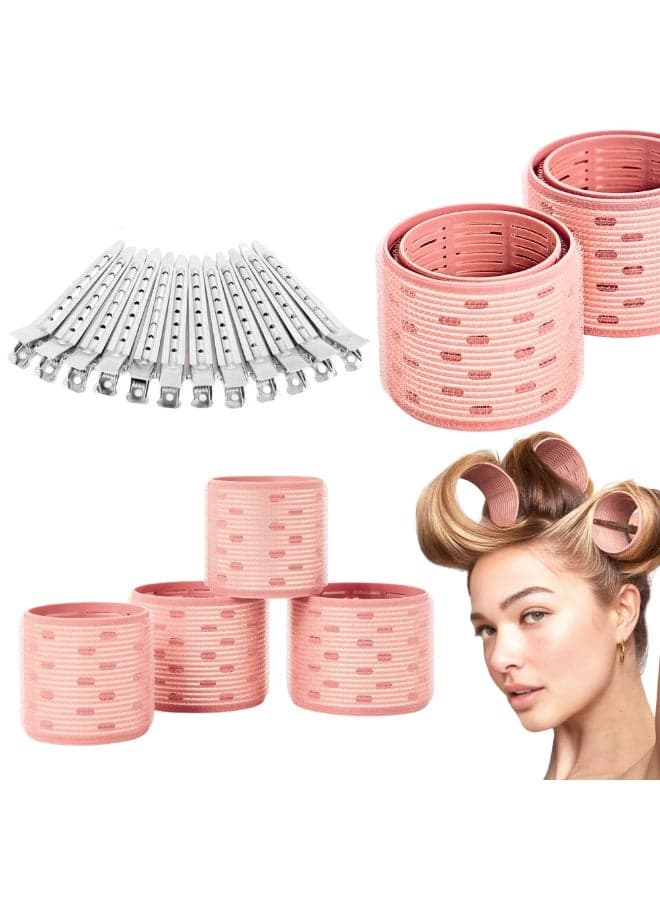 Elaur 20 Pcs Thermal Hair Rollers & Clips, Self Holding Hair Curlers with Clips, Medium Rollers for Hair Set, Self Grip Thermal Hair Roller for Long Medium Short Hair (PinkPie))