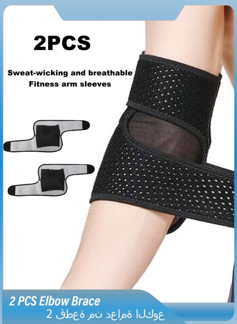 2 PCS Elbow Brace,Elbow Support for Men/Women,Adjustable Elbow brace With Dual-Spring Stabilizer Tennis Compression Sleeve for Golfer's and Tennis Elbow,weightlifting, Tendonitis,Arthritis, Sports Injury Recovery, Sports Protective Equipment