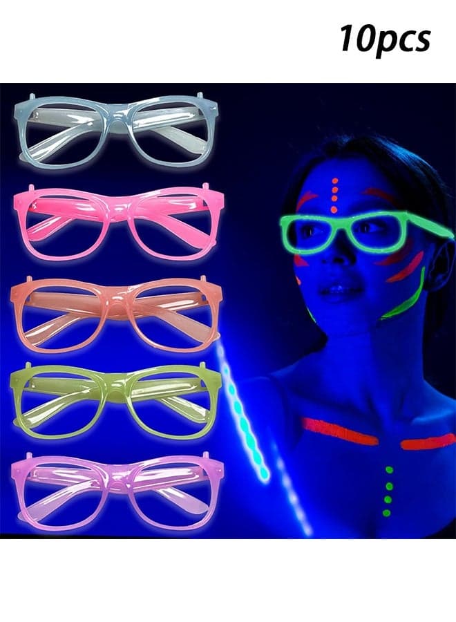 10 Pack Neon Glow Glasses Party Glasses Glow in The Dark UV Black Light Birthday Wedding Decorations Golw Party Supplies