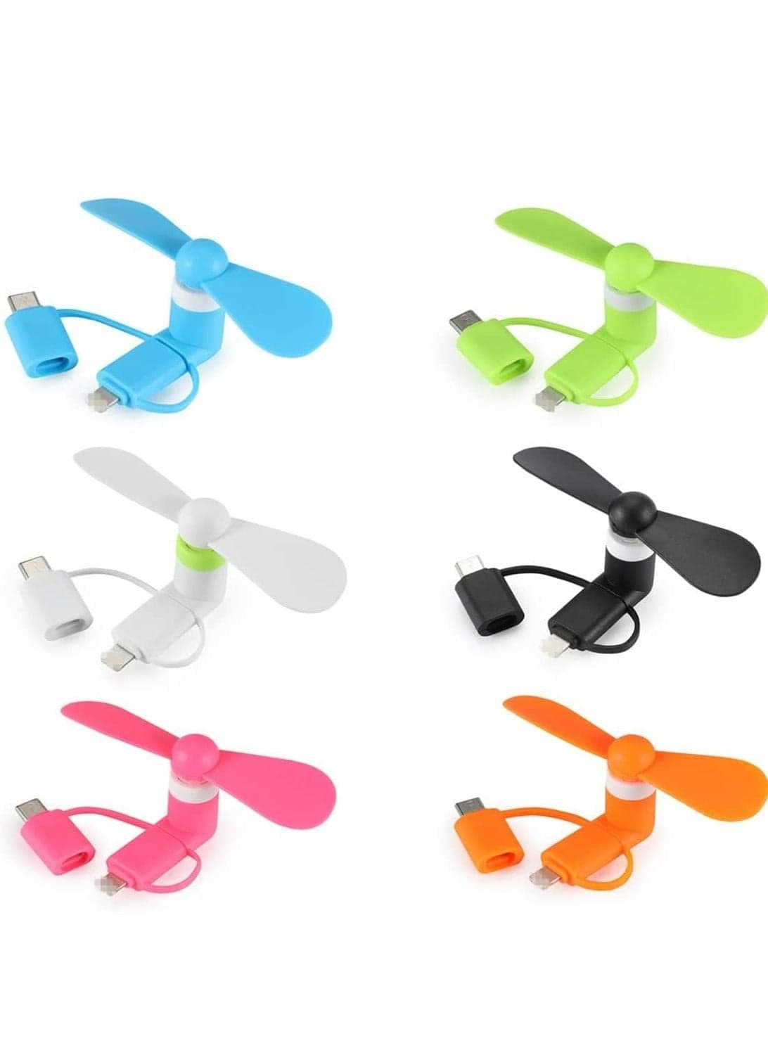 Mini Cell Phone Fan 3-in-1 Mobile Phone Fans Compatible with Smartphone(6-Pack)