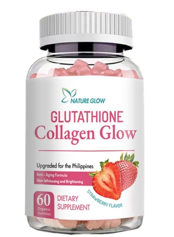 Glutathione Collagen Glow Anti-Aging And Skin Whitening Gummies Strawberry Flavor 60 Organic Gummies