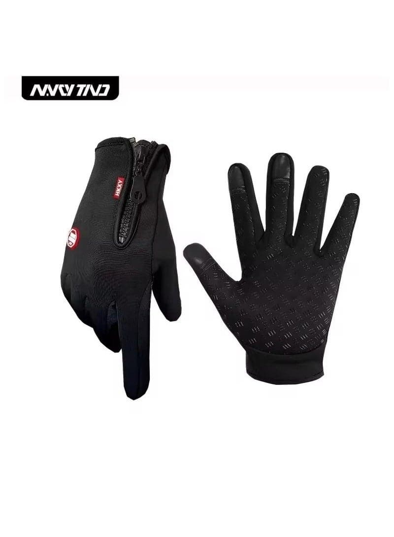 Ski Gloves Grab Velvet Touch Screen Gloves Autumn and Winter Warm Plus Velvet Cold Proof Waterproof Outdoor Riding Model(M)