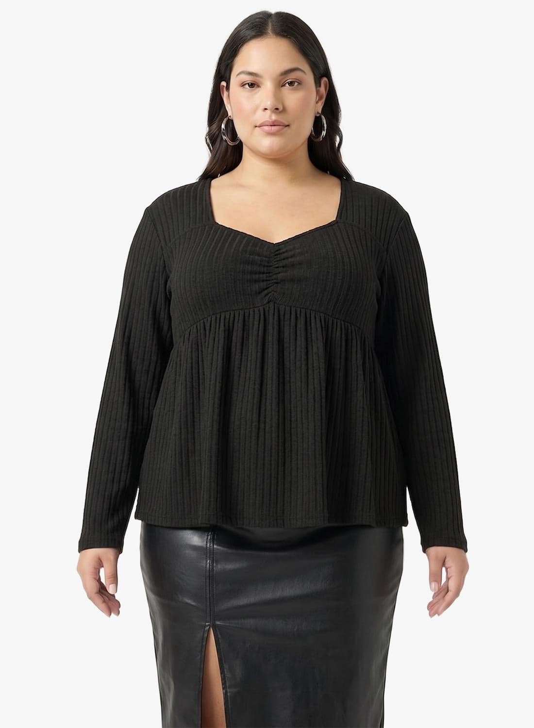 Sweetheart Neckline Knitted Top