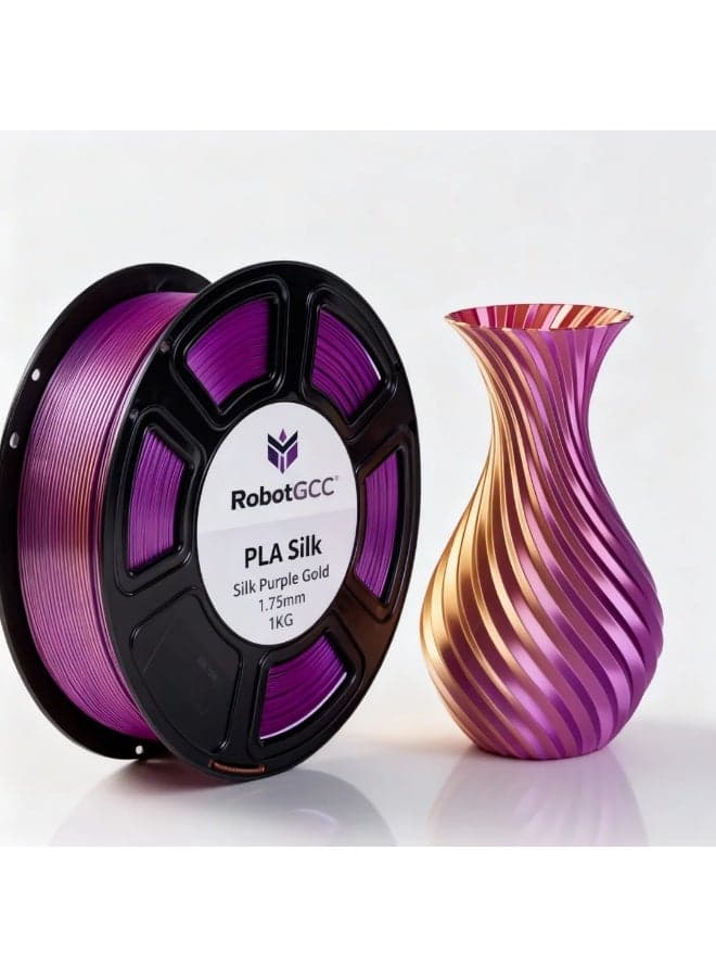 Silk PLA Purple Gold 1.75mm 3D Printer Filament 1KG Dual Color Silk PLA Filament Metallic Gradient PLA Filament Color Changing PLA Filament Smooth Glossy Finish PLA Material for FDM Printing High Quality PLA Filament Stable Extrusion Consistent Diameter Easy Printing PLA Compatible with Most 3D Printers Decorative Printing Filament for Models Sculptures Cosplay Engineering Prototyping DIY Projects Reliable Layer Adhesion Low Warping Premium Surface Finish Purple Gold PLA Filament High Precision Tolerance Strong Bonding Performance Professional 3D Printing Material Universal FDM Filament Spool Long Length High Strength PLA Filament