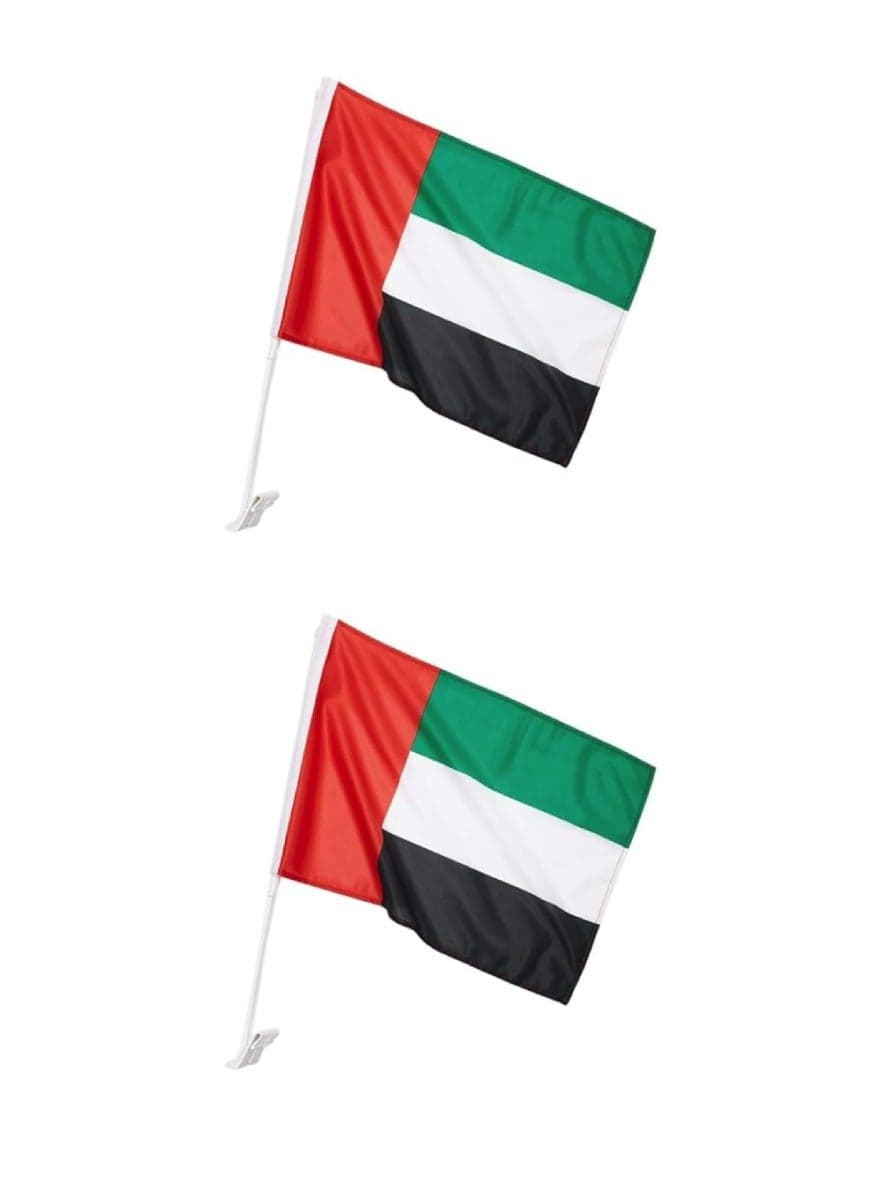 2 Pcs UAE Car Window Flag For UAE National Day Flag Day Celebration 12X18 Inch