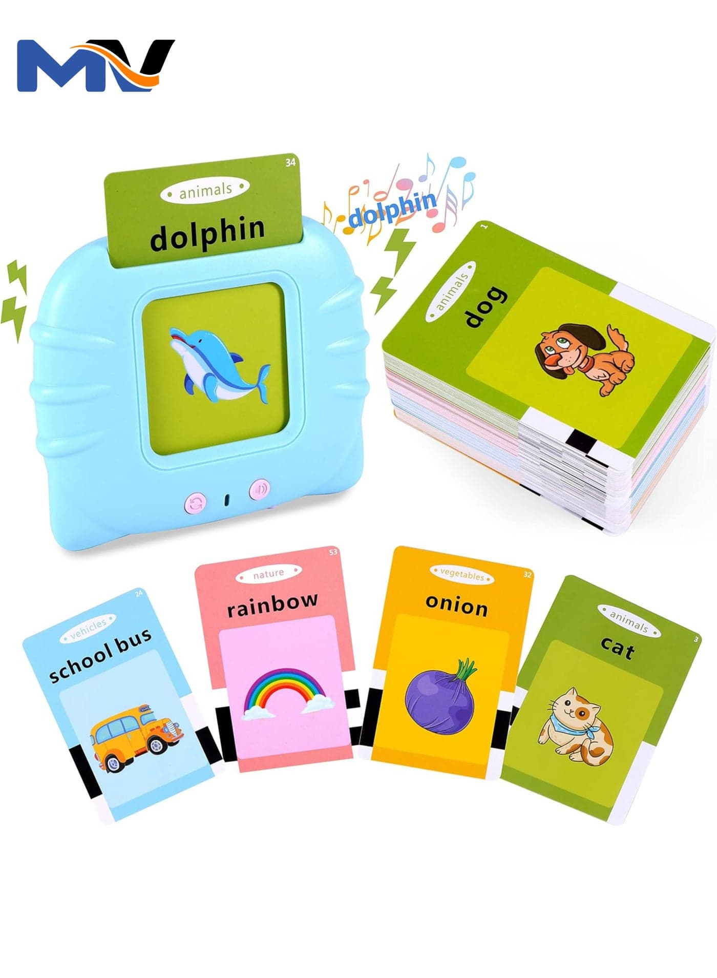 Flash Cards Learning Toys for 2 3 4 5 6 Year Old Kids, Boys and Girls Speech Therapy Toys, 112 Pcs 224 Sight Words with Audible Sound Birthday Gifts for Kids Blue