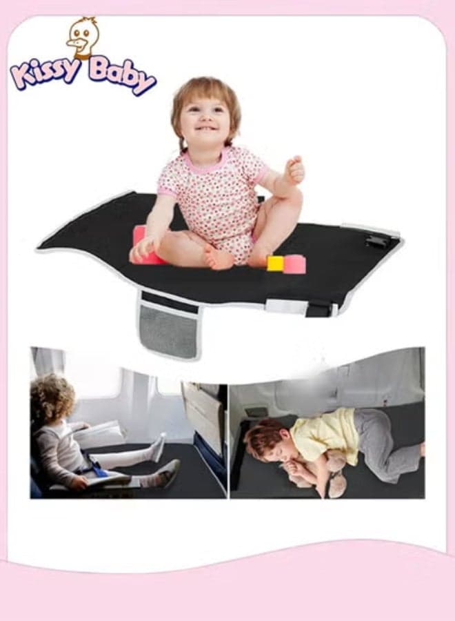 Toddler Airplane Bed, Kids Airplane Seat Extender Travel, Kids Airplane Travel Essentials, Must Have for Toddlers, Portable Plane Bed for Flights (Black)