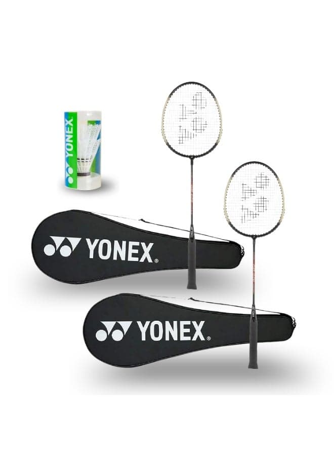 GR 202 -2-Player Badminton Set with 2 shuttle cock | Includes 2 Aluminum Rackets, 2 Carry Bag, Shuttle cock| Lightweight & Durable | Ideal for Beginners & Recreational Play