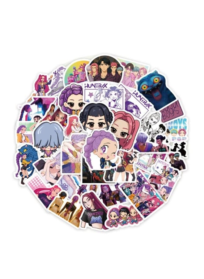 74PCS Pop Demon Hunters Sticker Sheets – Korean Idol Movie, 3D Anime, Huntrx, Saja Boys, Jinwoo, Rumi, Tiger, Zoeystery, Miromabby – Waterproof for Bottle, Phone, Party Decor, Scrapbook