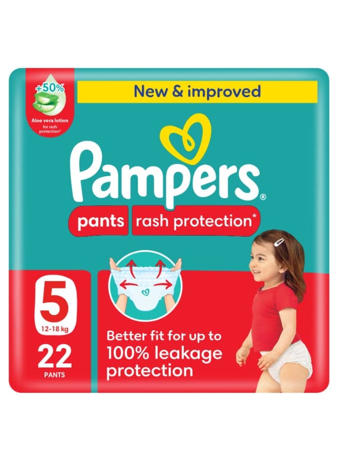 Baby-Dry Pants with Aloe Vera Lotion, 360 Fit , Size 5, 12-18kg, Carry Pack, 22 Count
