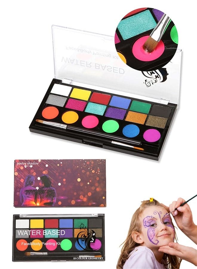 Face Painting Kit for Kids, Non Toxic and Washable Face Paint Kit, Hypoallergenic Make up for Children, Professional Multicolored Pallet for Parties and Celebrations