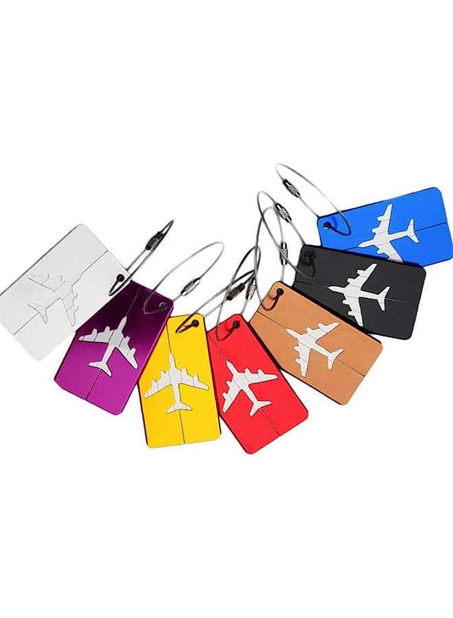 Luggage Tags 7pcs Business Handbag School Card Holder Aluminium Metal Travel ID Bag Tag for Travel Luggage Baggage Identifier