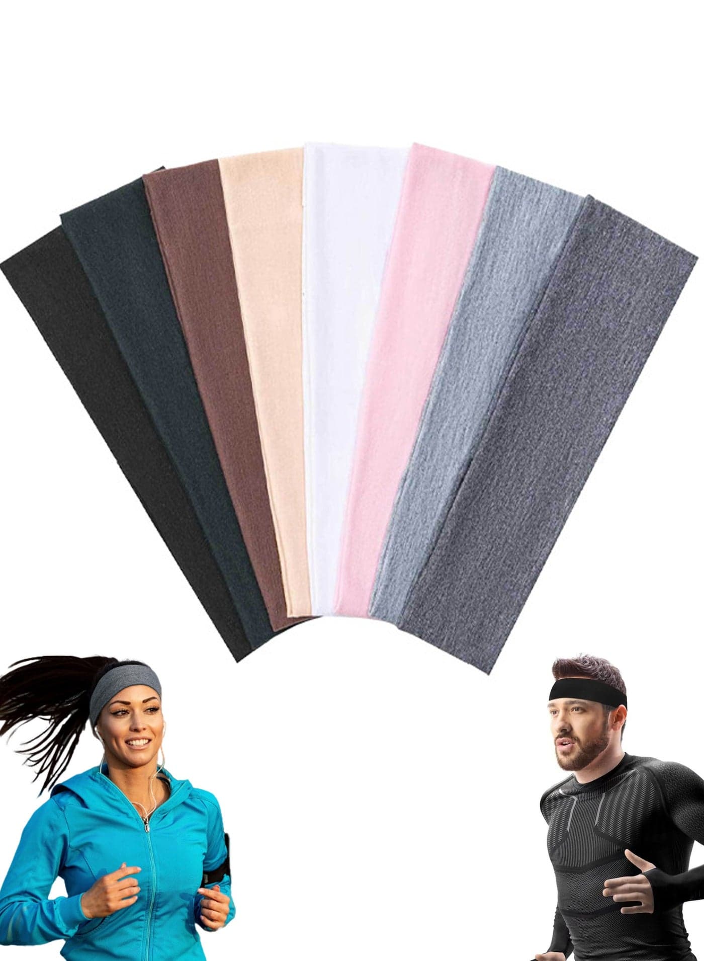 8 Piece Set of Non Slip Fashion Sports Headbands, Suitable for Running Yoga Daily Workout, Gym, Outdoor Activities, Unisex & Unisex