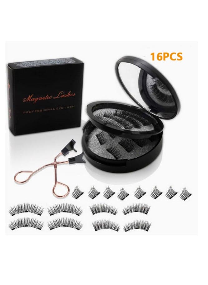 Dual Magnetic Eyelashes without Eyeliner or Glue Needed, Reusable False Lashes Natural Look 3D Effect Waterproof Fake Eyelash Set with Applicator, Easy to Wear ,8Pairs
