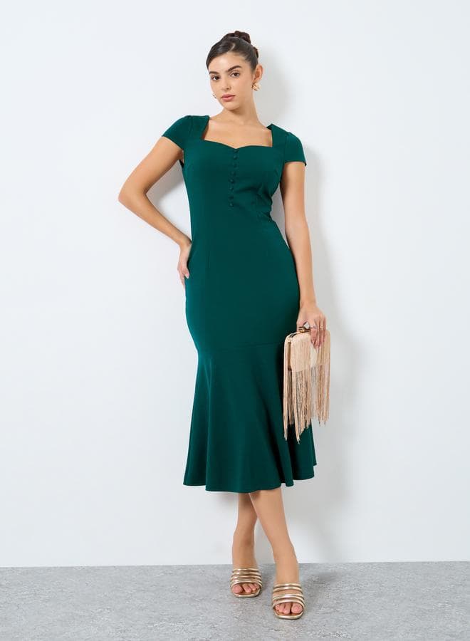 Styli Sweetheart Neck Mermaid Hem Bodycon Midi Dress