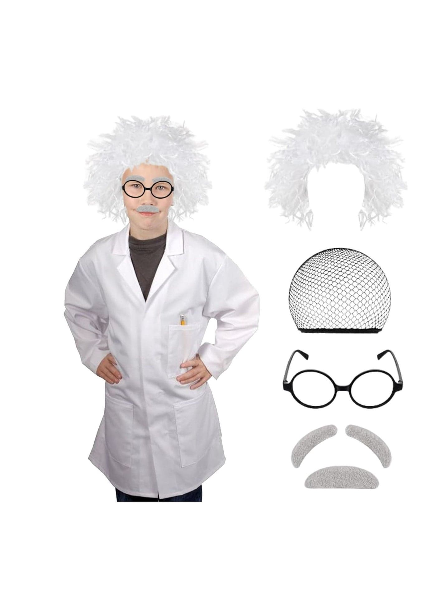 Home Smart Scientist costume 4 pcs Scientist Dress White Lab Dress for Kids Cosplay, theme parties.