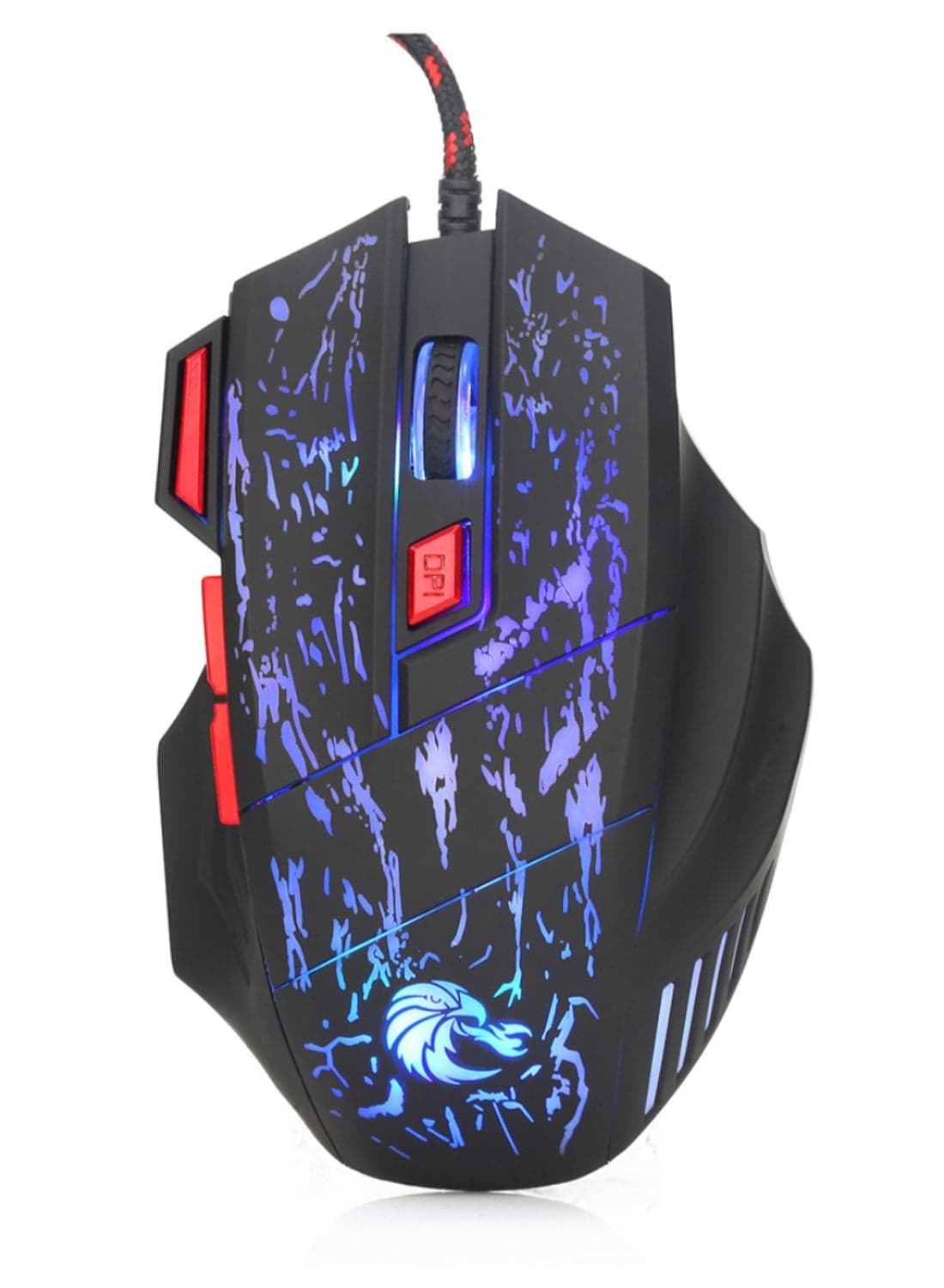 Flowing Crack Colorful Luminous Gaming Mouse, Wired Flamingo Mouse,7 Buttons for Easier Operation,Ergonomic Surface Reduces Fatigue