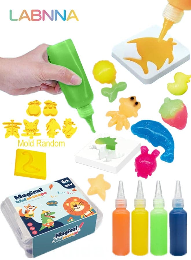 Magic Water Elf Toy Kit,Water Squishy Toys with 6 Molds,Fun Birthday Gift for Kids Ages 6+,Squishy Animals For Party Favors Classroom Prize Fidget Toys