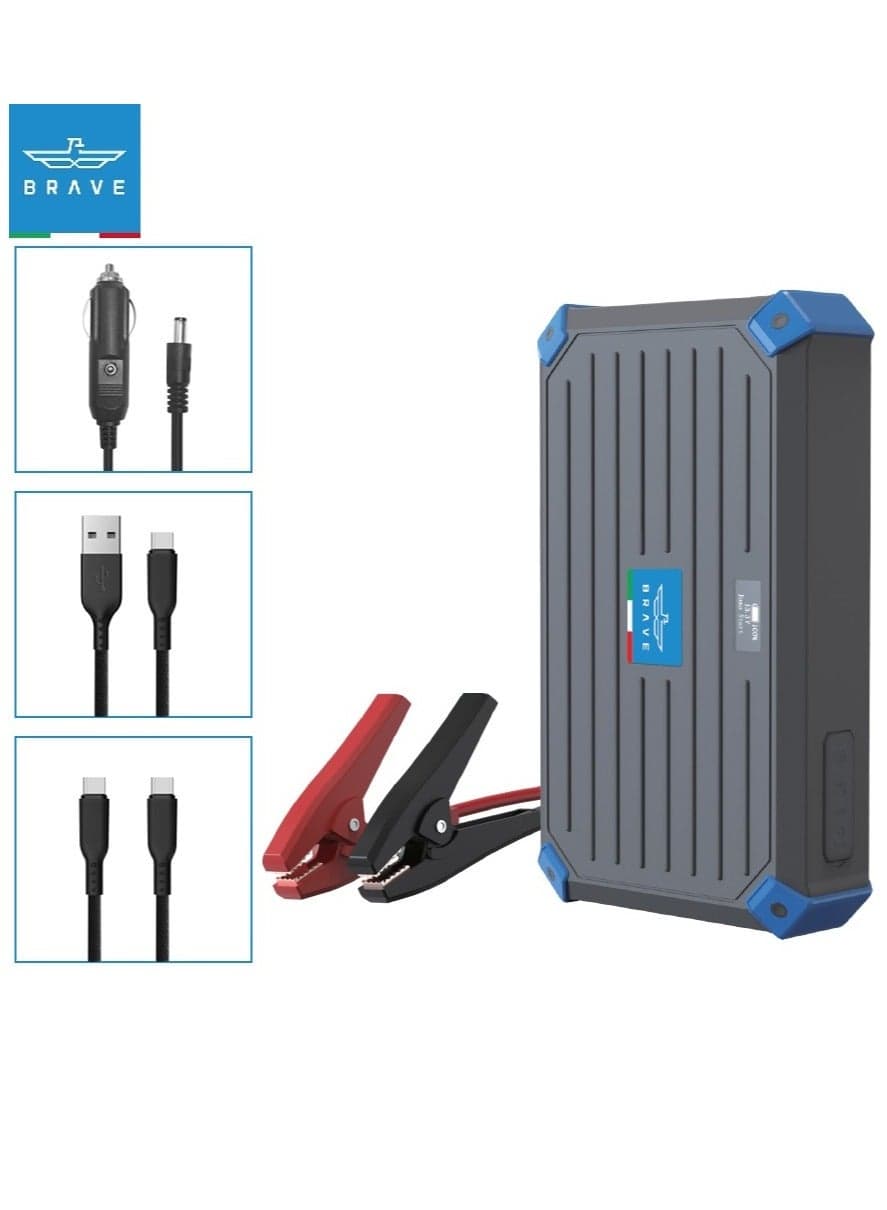 12V Supercapacitor Car Jump Starter, 1000 Amp Peak - Battery-Free Car Charger, Car Power Bank, Car Battery Booster for 6.0L Petrol and 4.0L Diesel Engines, Charges Itself in 3 Minutes, Smart Display, Compact and Built-in Emergency Box with Carrying Case, Durable and Reliable, No Battery Needed, Safe and Highly Recommended for Use in the UAE and Desert Countries