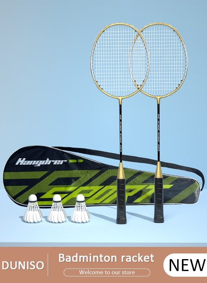 Badminton Rackets Set 2 Player Badminton Rackets Lightweight Badminton Racquet with 3 Shuttlecocks and 1 Carrying Bag,Badminton Backyard Games for Outdoor,Garden,Beach,Family Fun Game