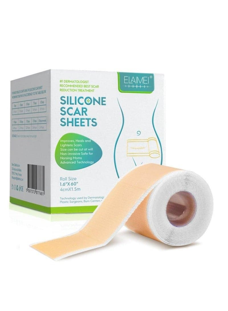 Silicone Scar Sheets Medical Grade Silicone Roll -1.5m,Silicone Scar Tape,C-Section,Surgical Scars Removal Scar Roll Silicon Gel Cream Patch Removes Abs Tuck Surgery Scars Scar Sheet Removal Strips
