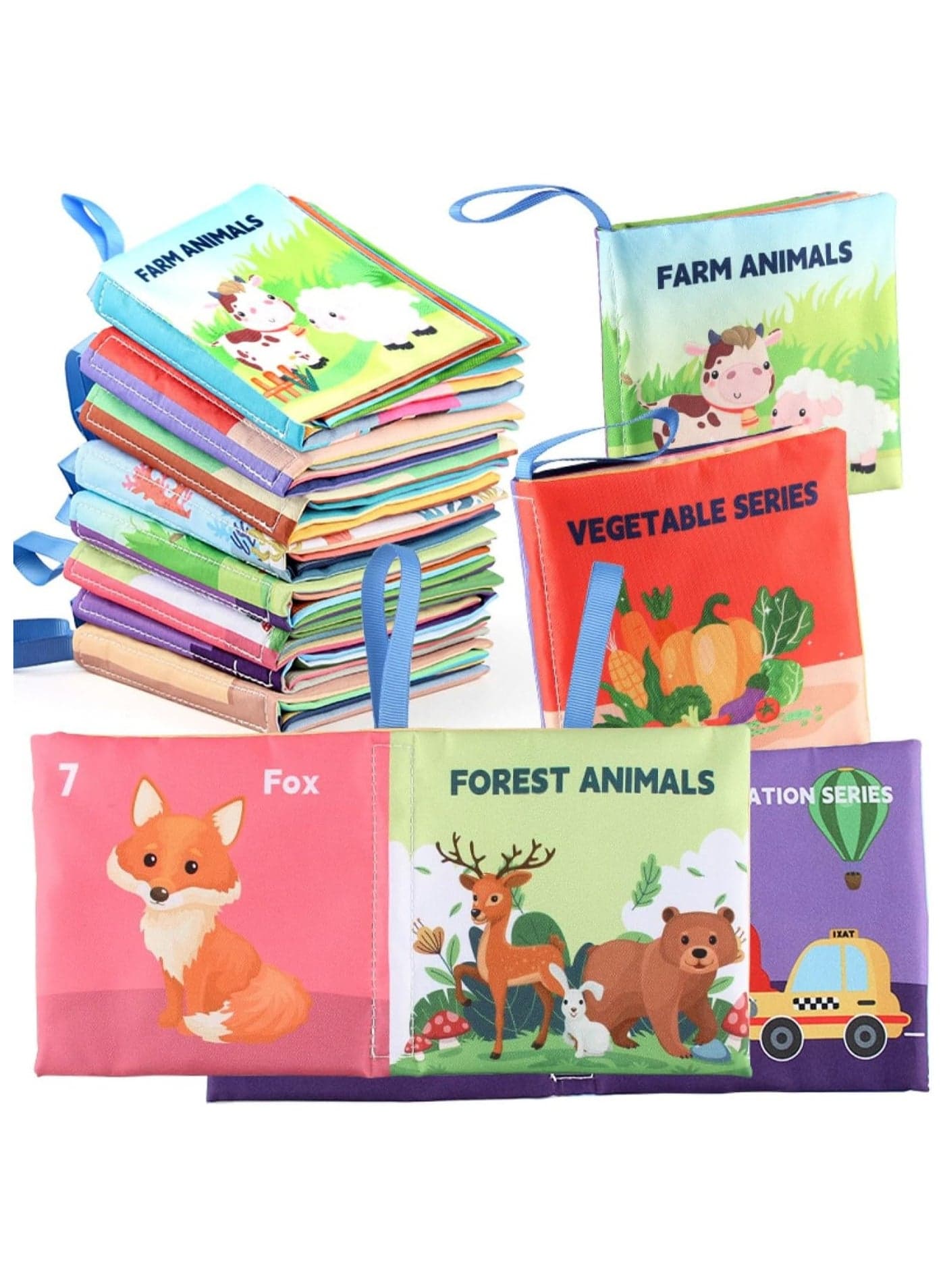 6 Pack Soft Baby Cloth Books Crinkle Books Friction with Rustling Sound Infants & Toddler Early Learning Educational Toy Gift for Children Boys Girls Uni