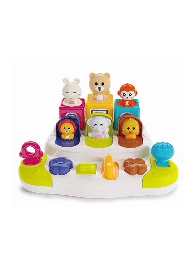 Pop-Up Animal Toy for Babies – Interactive Push, Turn, Slide Activity Toy for 10M+ | Fine Motor Skills, Sensory Learning, Color & Shape Recognition | Montessori Cause & Effect Toy
