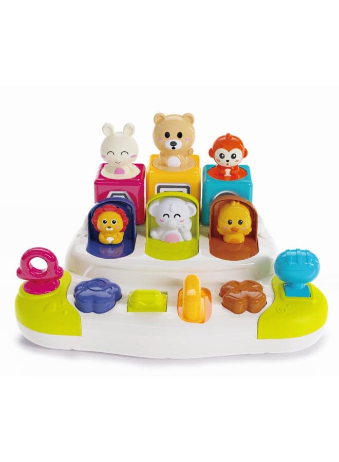 Pop-Up Animal Toy for Babies – Interactive Push, Turn, Slide Activity Toy for 10M+ | Fine Motor Skills, Sensory Learning, Color & Shape Recognition | Montessori Cause & Effect Toy