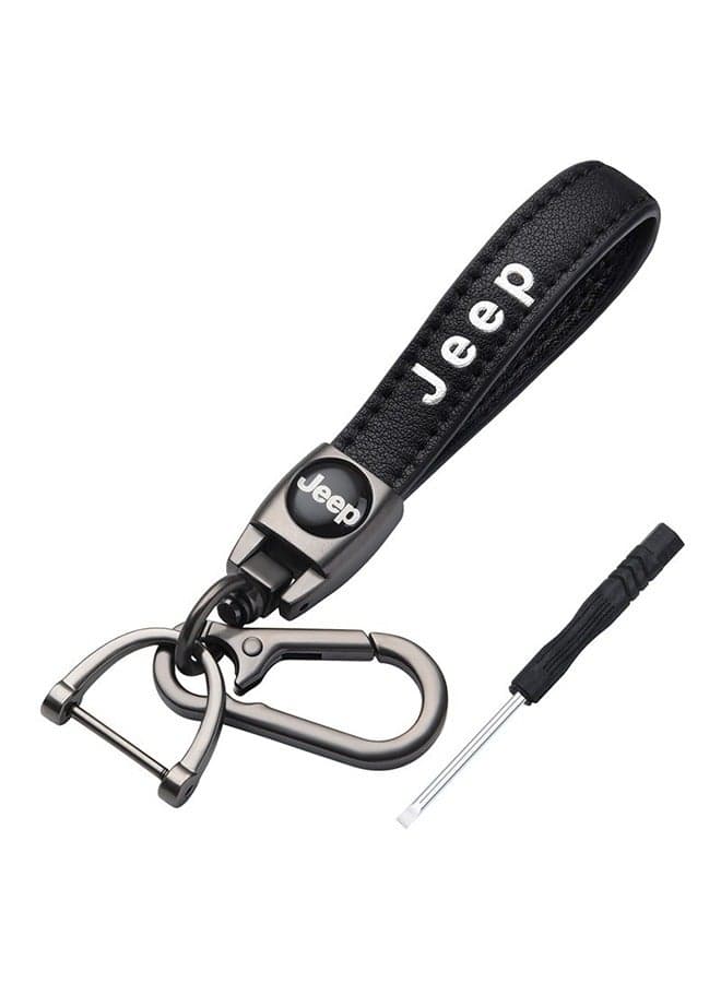 Bikte Genuine Leather Key Chain Suit with screwdriver for Jeep Car Fob Keychain Wrangler Compass Cherokee Renegade Patriot Grand Commander